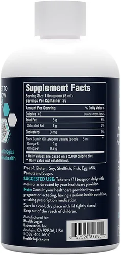 Vista 3 de Health Logics Aceite de semilla negra Rica fuente de Omega 6 y Omega 9 Aceite de semilla de comino negro puro prensado en frío para la salud