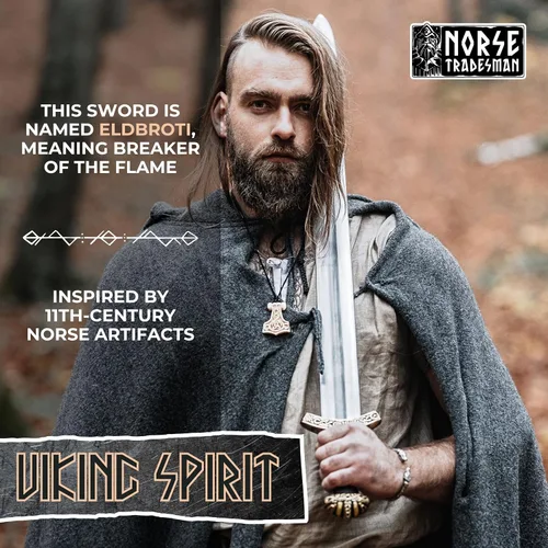 Vista 2 de Norse Tradesman Espada vikinga de acero para primavera