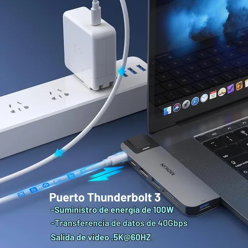 Vista 3 de MOKiN USB C Multipuerto Adaptador Hub para MacBook Pro/Air con Thunderbolt3 Hub
