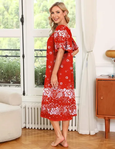 Vista 4 de Ekouaer Vestido de casa con bolsillos para mujer