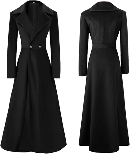 Vista 3 de Ropa gótica para mujer, chaquetas ligeras de invierno, vintage, delgada, retro, larga, de terciopelo, chaquetas casuales