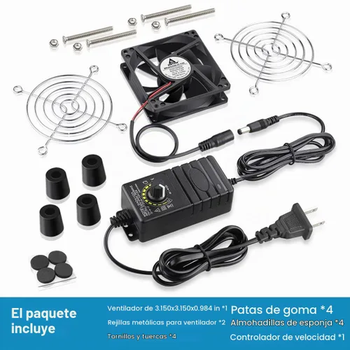 Vista 7 de GDSTIME 80mm Computer Fan with AC Plug, Variable Speed PC Fan w/Controller
