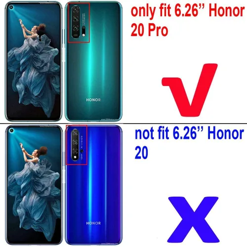 Vista 2 de LuluMain Compatible con Honor 20 Pro, soporte de anillo de metal a prueba de golpes duro (funciona con soporte magnético para automóvil), funda Negro