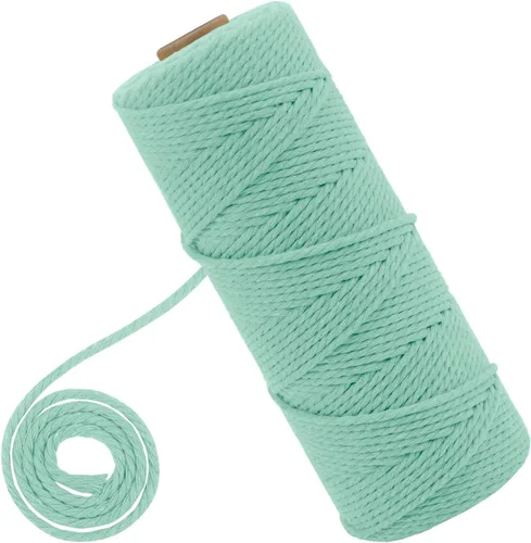 Vista 18 de CAMAL Cordón de macramé de 0.079 pulgadas x 109 yardas, cuerda de color trenzado de 3 hebras de algodón natural para tejer, atrapasueños, colgar