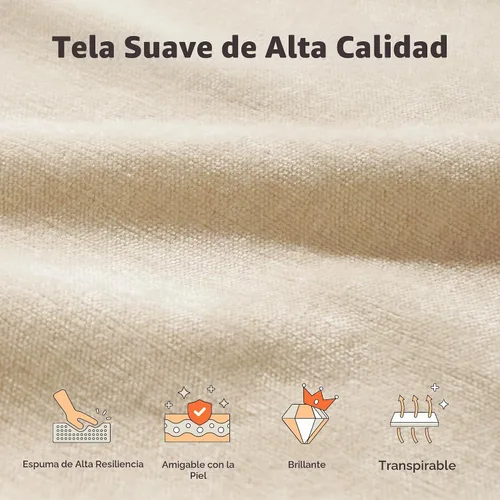 Vista 9 de RECCI AirFrame - Base de cama tapizada de tamaño matrimonial con cabecera acolchada de felpa Chenille beige