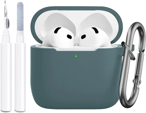 Vista 25 de Funda compatible con AirPods de 4ª generación, funda de silicona protectora suave con kit de limpieza, accesorios para Apple AirPods 4 Gen 2024, LED