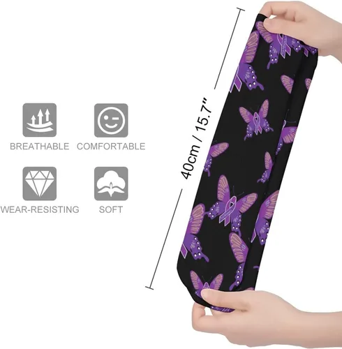 Vista 2 de Alzheimers - Calcetines de tubo para mujer con diseño de mariposa de concienciación de Alzheimers para mujer, calcetines de cosplay de alto grosor