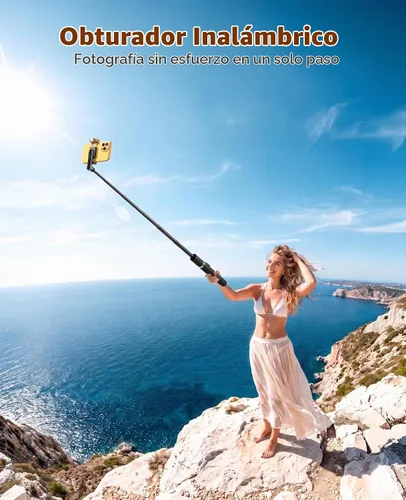 Vista 4 de Trípode para iPhone, selfie stick con control remoto, trípode estable y Negro