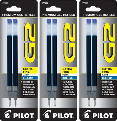 Vista 2 de Pilot, G2 - Recambios de tinta de gel, punta extrafina de 0.020 in, color negro, paquete de 6