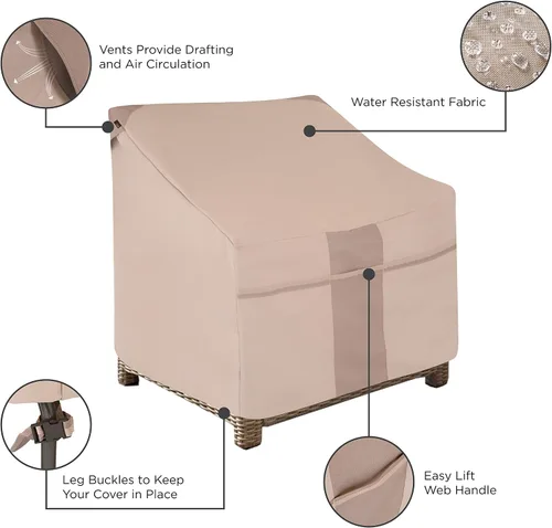 Vista 3 de Modern Leisure Monterey - Funda para silla de patio con asiento profundo, tela resistente a la intemperie, protección de muebles de exterior