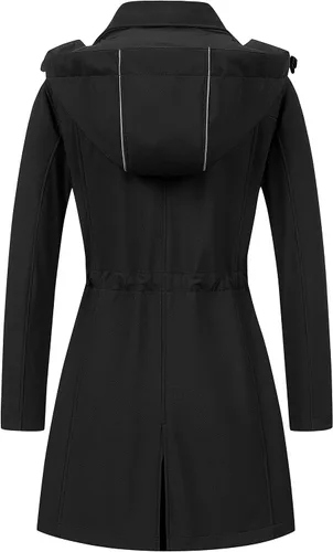 Vista 2 de CREATMO US Chaqueta táctica ligera impermeable larga Softshell con forro polar cortavientos para mujer