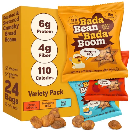 Vista 9 de Bada Bean Bada Boom - Proteína a base de plantas, libre de gluten, vegana, sin OGM, libre de soya, Kosher, bocadillos de habas tostadas anchas, 1