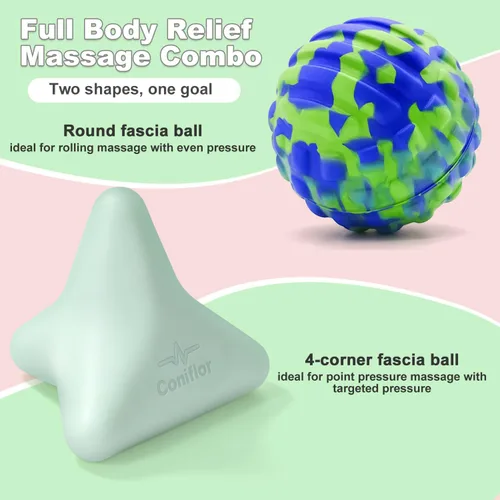 Vista 6 de Manual Trigger Point Massager Ball–Deep Tissue Massage Tool Verde menta