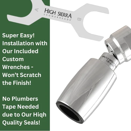 Vista 5 de High Sierra Showerheads® - CLASSIC™ - Cabezal de ducha de flujo ultra bajo galardonado de metal sólido de 1.25 GPM, boquilla patentada que nunca se