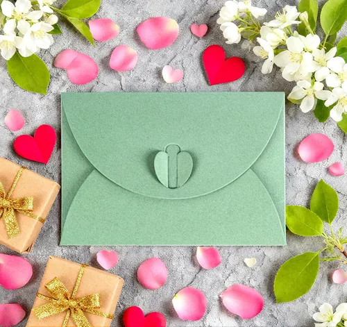 Vista 6 de ABSOFINE 25 piezas de sobres mini con cierre de corazón de 4.1x2.8 pulgadas, sobres bonitos de papel kraft para tarjetas de regalo, sobres pequeños