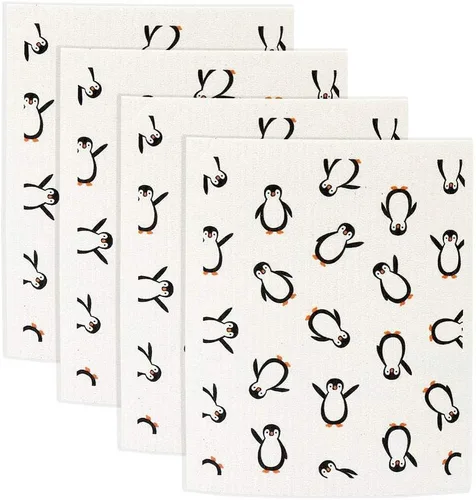 Vista 7 de Juego de 4 paños de cocina suecos reutilizables, absorbentes y de secado rápido, juego de 4 toallitas sin olor (flamenco)
