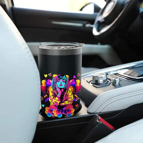 Vista 6 de Streetwear synthwave 80s 90s retro anime Emo clown fashion Stainless Steel Insulated Tumbler