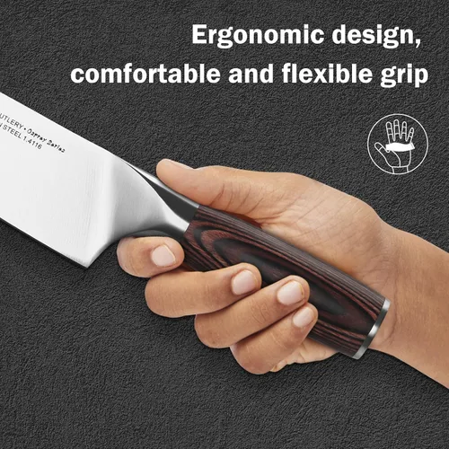 Vista 4 de TUO Kiritsuke - Cuchillo de chef de 8.5 pulgadas, cuchillo de chef Kiritsuke para carne y verduras, cuchillos de cocina japoneses - Acero inoxidable
