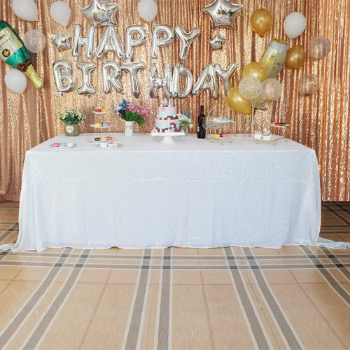 Vista 56 de JYFLZQ Mantel de lentejuelas azul bebé de 50 pulgadas, pequeño, redondo, brillante, para boda, fiesta de cumpleaños, baby shower