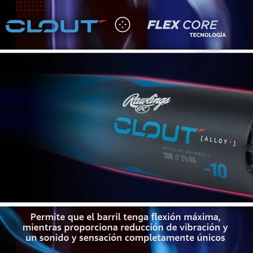 Vista 6 de Rawlings 2024 Bate de béisbol Clout USSSA Caída -8 / -10 Barril de 2 3/4 pulgadas 1 pieza de aluminio 2023 - Azul/Negro