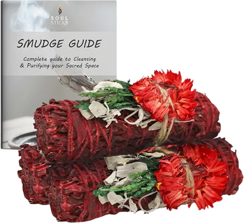 Vista 8 de SOUL STICKS Paquete de 3 barras de salvia blanca floral con flores para limpiar el hogar, meditación, yoga, curación y manchas, California de origen