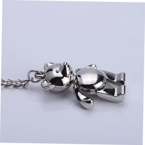 Vista 7 de CHILDWEET Llavero de metal con diseño de oso de plata, llavero de automóvil, decoración creativa para niñas y mujeres, plateado