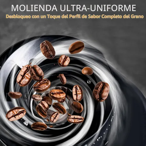 Vista 2 de Molinillo de café eléctrico para el hogar y la oficina: molinillo de café inteligente con 25 ajustes de molienda de precisión y tolva de grano