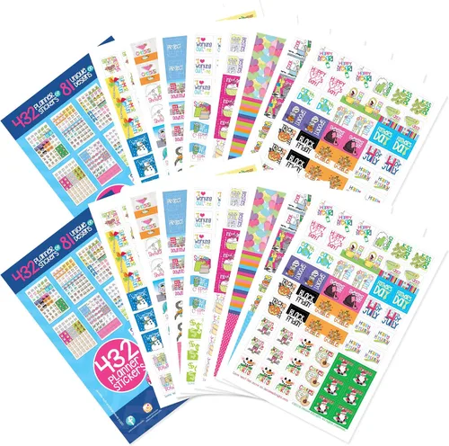 Vista 10 de Juego de paquetes de pegatinas planificadoras de eventos. Lote de 100 Paquete de 2
