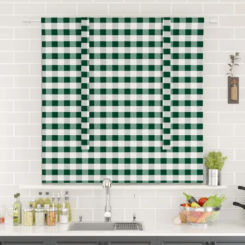 Vista 108 de Cenefas de cortina para ventana de 16 pulgadas de largo, 2 paneles de cuadros búfalo, cortinas pequeñas con bolsillo para barra, estilo clásico