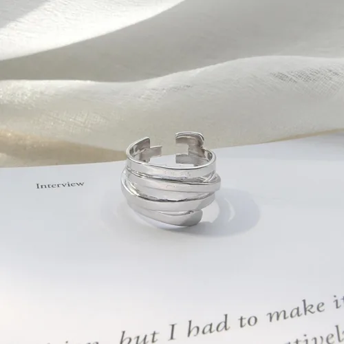 Vista 176 de Anillo de plata de ley 925, minimalista, ajustable, hecho a mano, para mujeres y niñas