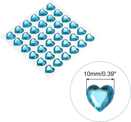Vista 2 de MECCANIXITY 144 calcomanías autoadhesivas de diamantes de imitación de corazón de 0.394 pulgadas para maquillaje de San Valentín, artes y Azul