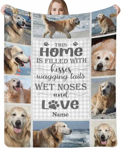 Vista 16 de Manta personalizada con imagen, mantas de memoria personalizadas para perros, hechas en Estados Unidos, imagen personalizada para pérdida de 1 Foto