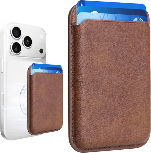 Vista 10 de Tarjetero magnético más fuerte de piel RFID para iPhone 16 Series, accesorios Mag-Safe para iPhone 17/16/15/14/13/12 y Pro/Promax, negro