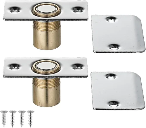 Vista 17 de JQK Herrajes para puerta de clóset, acero inoxidable ajustable con placa de golpeo, bronce antiguo, paquete de 2 unidades, HBC100-QG-P2