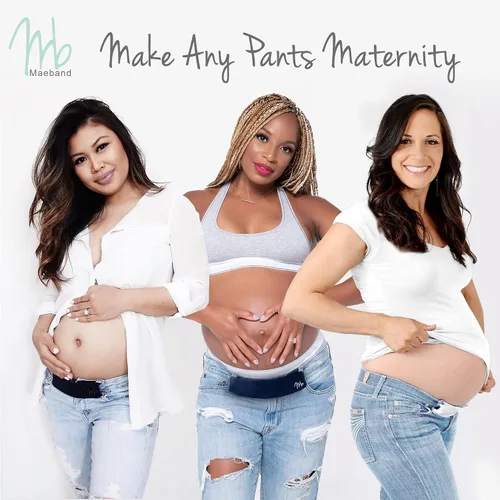 Vista 3 de Maeband faja de maternidad, cinturón de maternidad, extensor de cintura, ropa de embarazo, jeans de maternidad, L, Negro (Midnight black)
