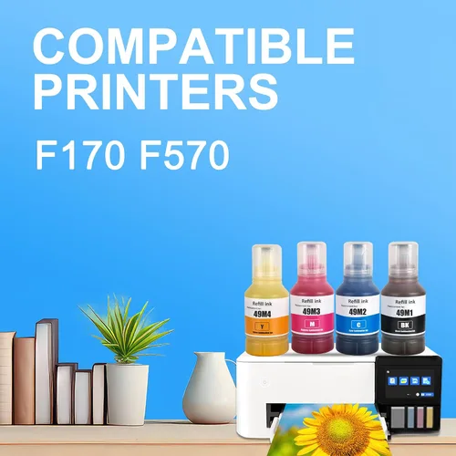 Vista 2 de LCL Repuesto de tinta de sublimación de autollenado T49M de 4 x 4.7 fl oz para impresora de sublimación de tinte SureColor F170 F570