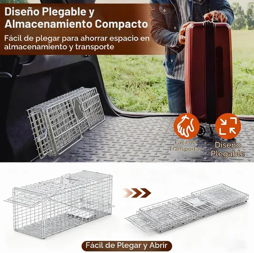 Vista 4 de Trampa grande para animales vivos, trampa plegable humana