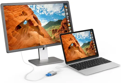 Vista 6 de Adaptador USB-C a VGA, convertidor USB 3.1 tipo C (Thunderbolt 3) a VGA compatible con MacBook Pro, MacBook, MacBook Air 2018, Dell XPS 13/15, Gris