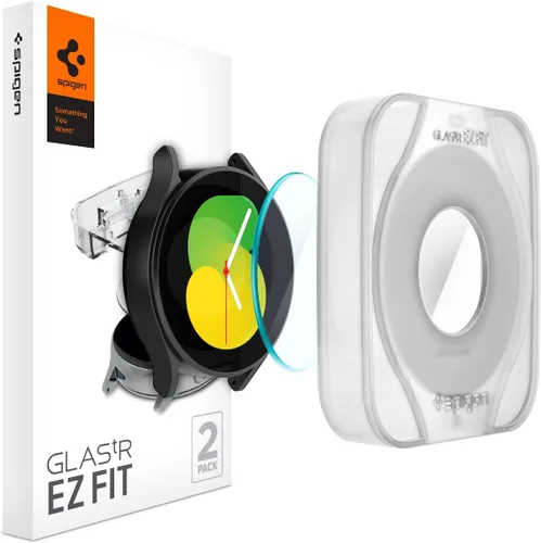 Vista 9 de Spigen Protector de pantalla de vidrio templado [GlasTR EZ FIT] diseñado para Galaxy Watch FE / 5/4 (1.575 in) - Paquete de 2