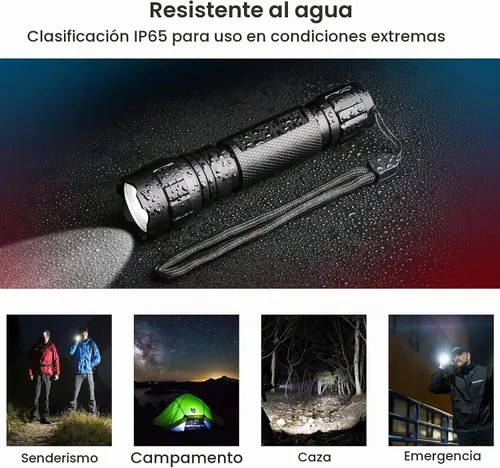 Vista 4 de Feyachi FL14-MB, linterna de 1200 lúmenes, LED, color negro mate, con montaje de linterna y interruptor de presión incluidos