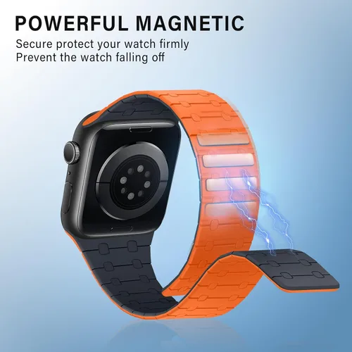 Vista 3 de Compatible con correa de Apple Watch de 49mm 46mm 45mm 44mm 42mm 41mm 40mm 38mm, correa de bucle magnético ajustable de silicona para iWatch Ultra