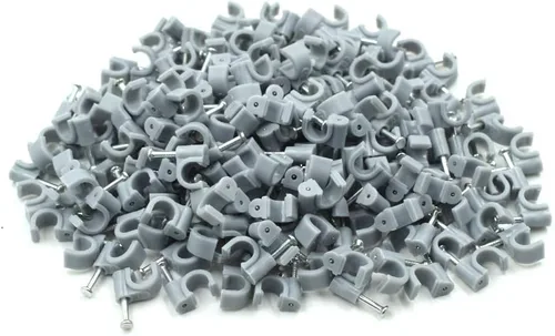 Vista 11 de Clips de alambre de cable Ethernet plano con clavo, 0.551 in, blanco, 100 unidades Abrazaderas de cable coaxiales individuales, gestión de cables
