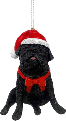 Vista 22 de Yuletide Designs Figura de perro adornos de Navidad con sombreros de Papá Noel