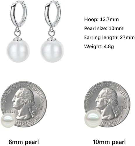 Vista 2 de Aretes colgantes de perlas AAA+ chapados en oro de 18 quilates seleccionados a mano para agricultura de agua dulce para mujer, juego de joyería