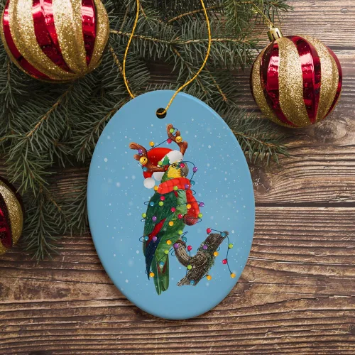 Vista 2 de Adornos de Navidad con temática de animales (adorno de Navidad de loro)