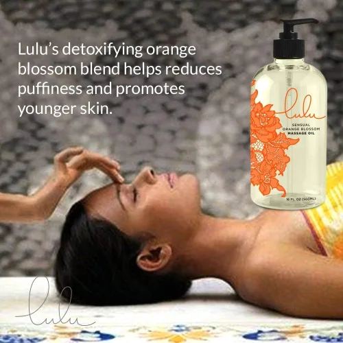 Vista 3 de Lulu Aceite de masaje de flor de naranja con jojoba y aceites esenciales, 16 onzas y lubricante personal. Lulu Lube Natural a base de agua, 16 onzas