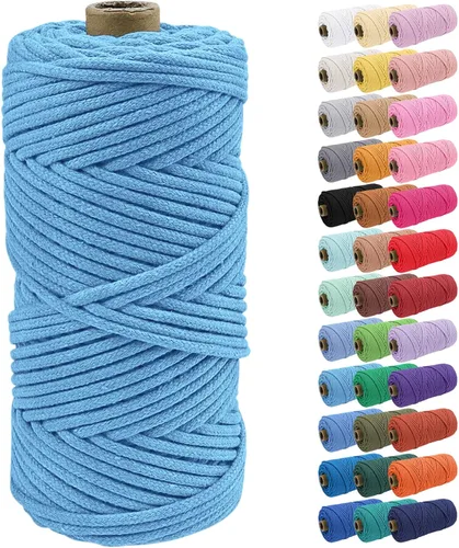 Vista 53 de JeogYong Cuerda de macramé de 0.157 in x 109 yardas, cuerda trenzada de algodón natural, cuerda de macramé para bolsas de ganchillo, colgar