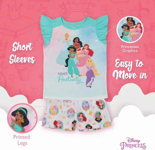 Vista 4 de Disney Conjunto de pijama de algodón ajustada de 4 piezas para niña