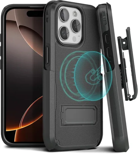 Vista 17 de MOTIVE Funda para iPhone 15 con clip para cinturón, magnética compatible con MagSafe, combo de funda de carcasa a prueba de golpes, funda para Negro