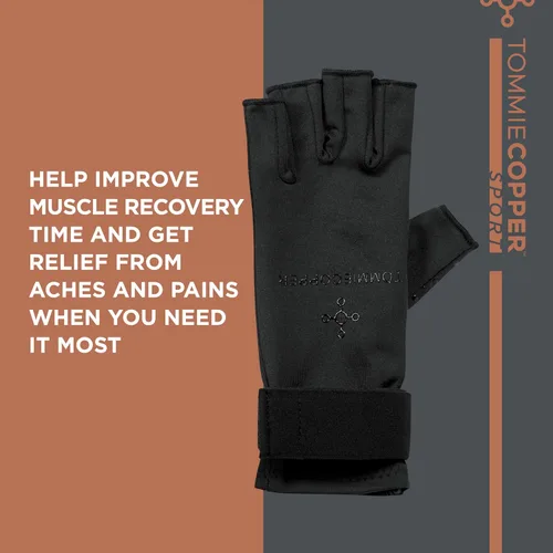 Vista 4 de Tommie Copper Compression Gloves,Copper-Infused,Fabric Gloves, Adjustable Fit,Palms & Fingers Support for Women and Men